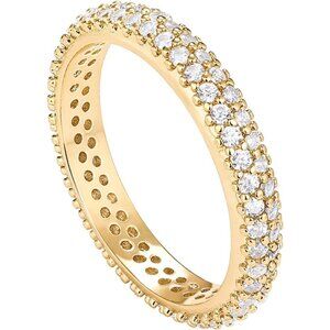 14K Gold Plated Cubic Zirconia Double Row Eternity Band for Women